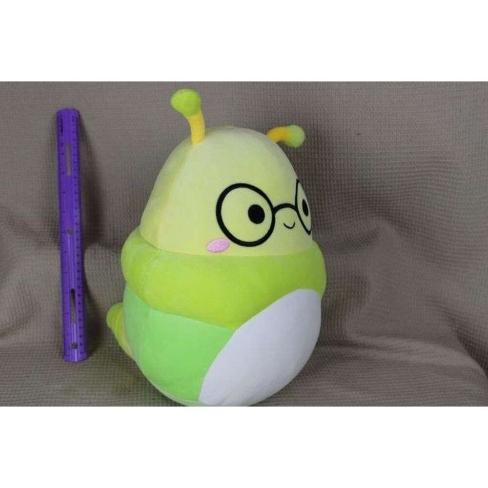 squishmallow Trevor the green caterpillar with glasses 12 inch